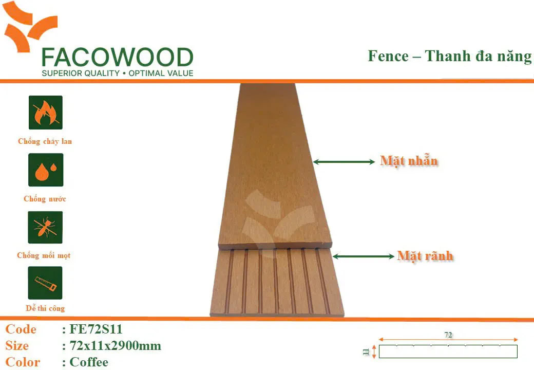 Facowood FE72S11 Coffee Outdoor Multipurpose Plank