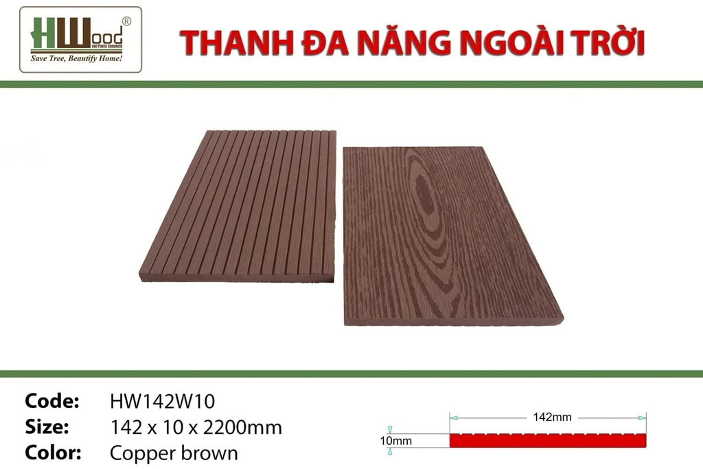Hwood HW142W10 Outdoor Composite Decking Board