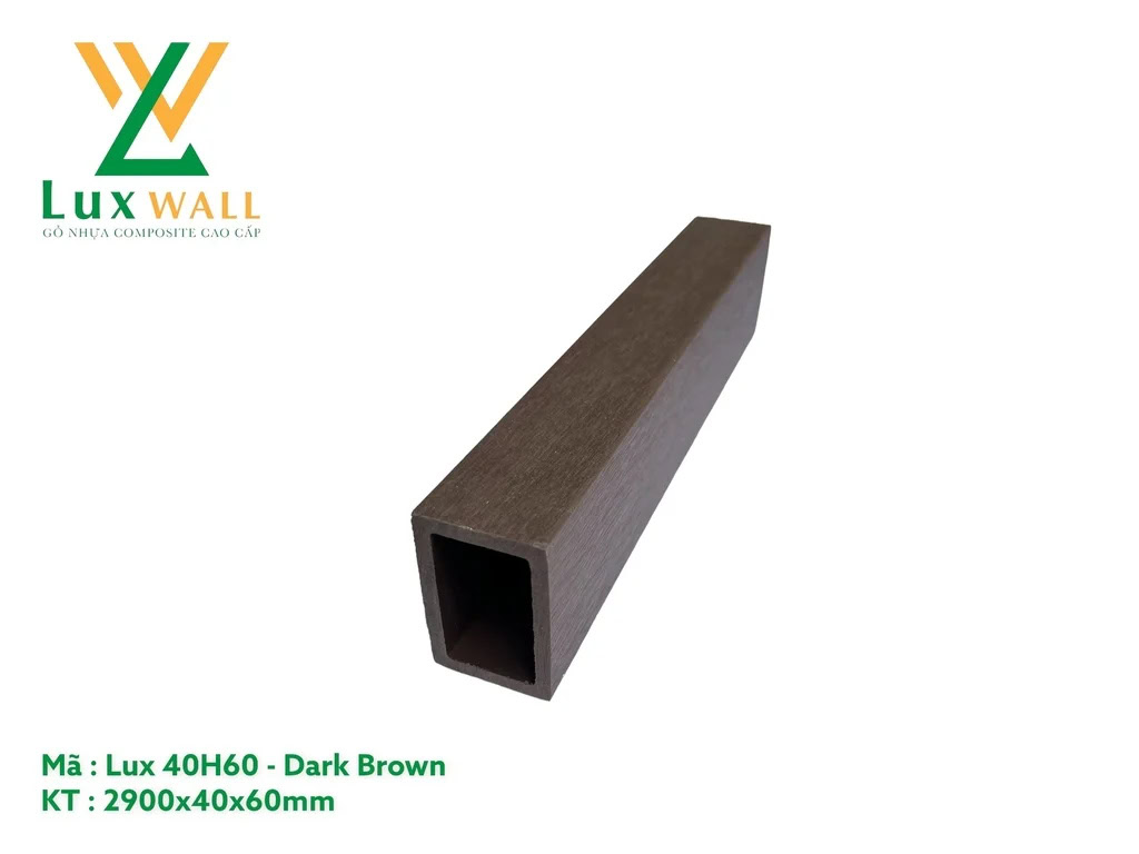 Thanh lam gỗ nhựa ngoài trời Luxwall LUX40H60 Dark Brown