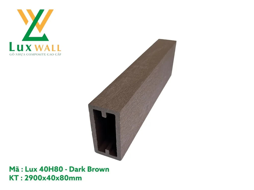 Thanh lam gỗ nhựa ngoài trời Luxwall LUX40H80 Dark Brown