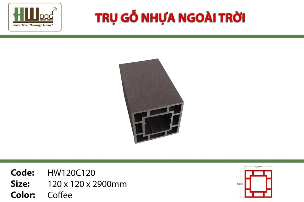 Hwood HW120C120 Outdoor Wood Plastic Composite Post
