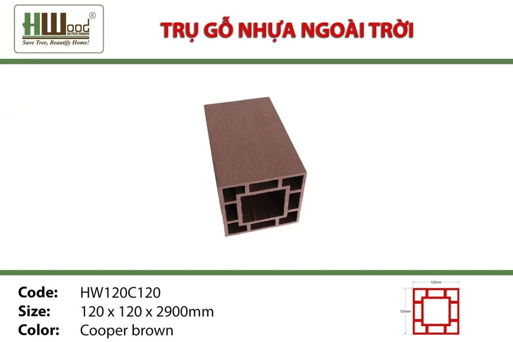Hwood HW120C120 Outdoor Wood Plastic Composite Post
