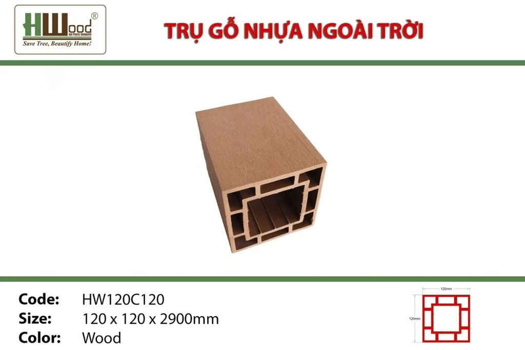 Hwood HW120C120 Outdoor Wood Plastic Composite Post