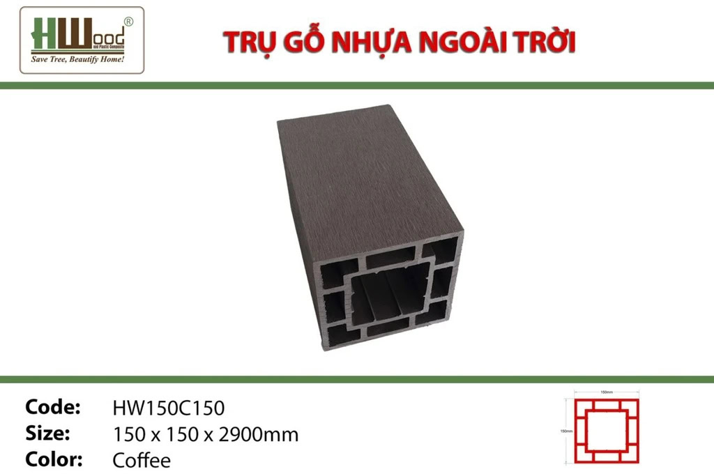 Hwood HW150C150 Outdoor Wood Plastic Composite Post