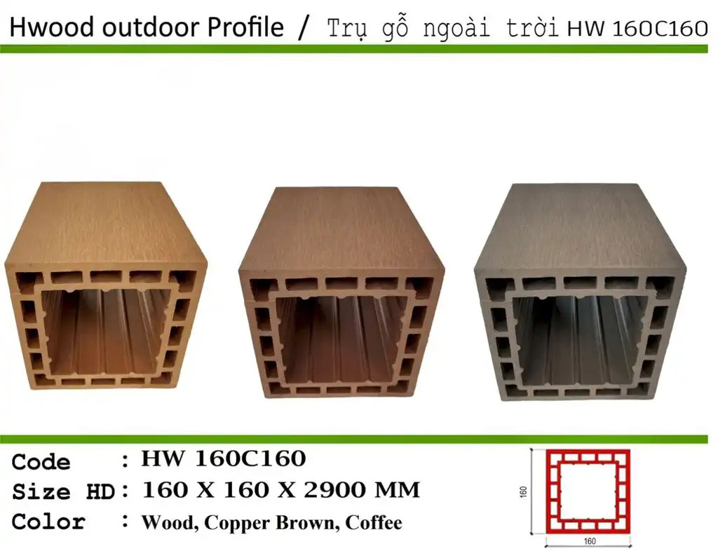 Hwood HW160C160 Outdoor Wood Plastic Composite Post