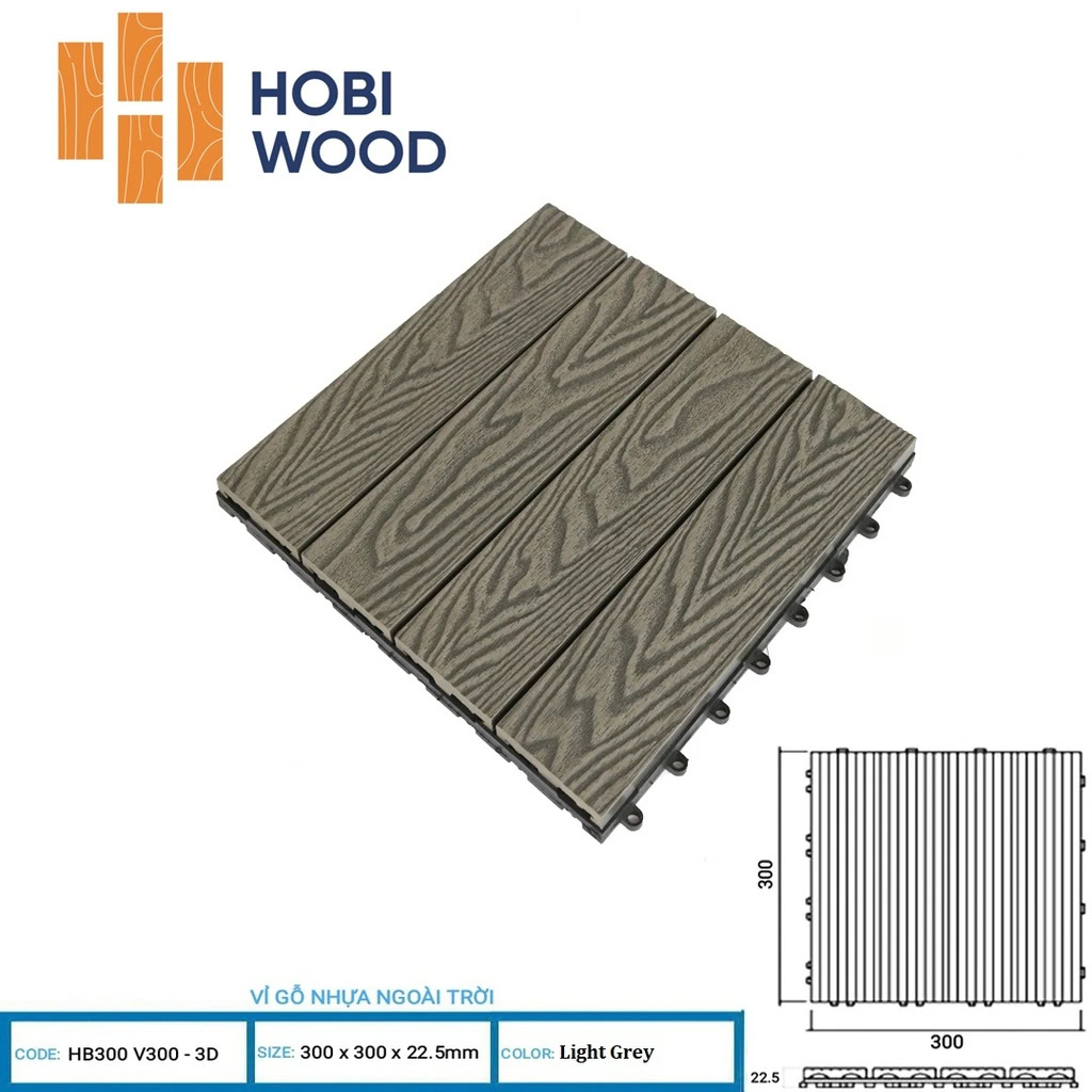 Hobi Wood 3D HB300V300 WPC Deck Tile