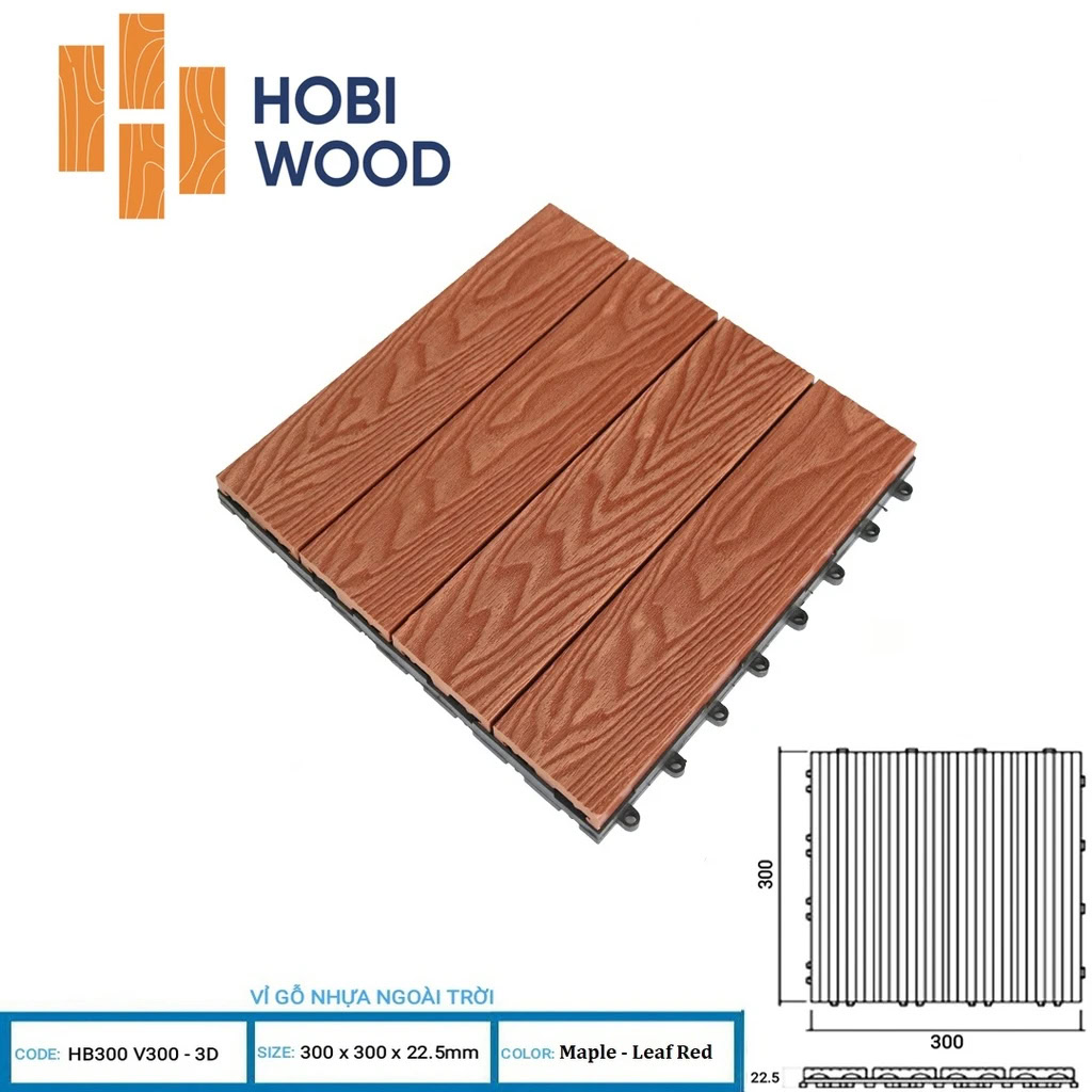 Hobi Wood 3D HB300V300 WPC Deck Tile