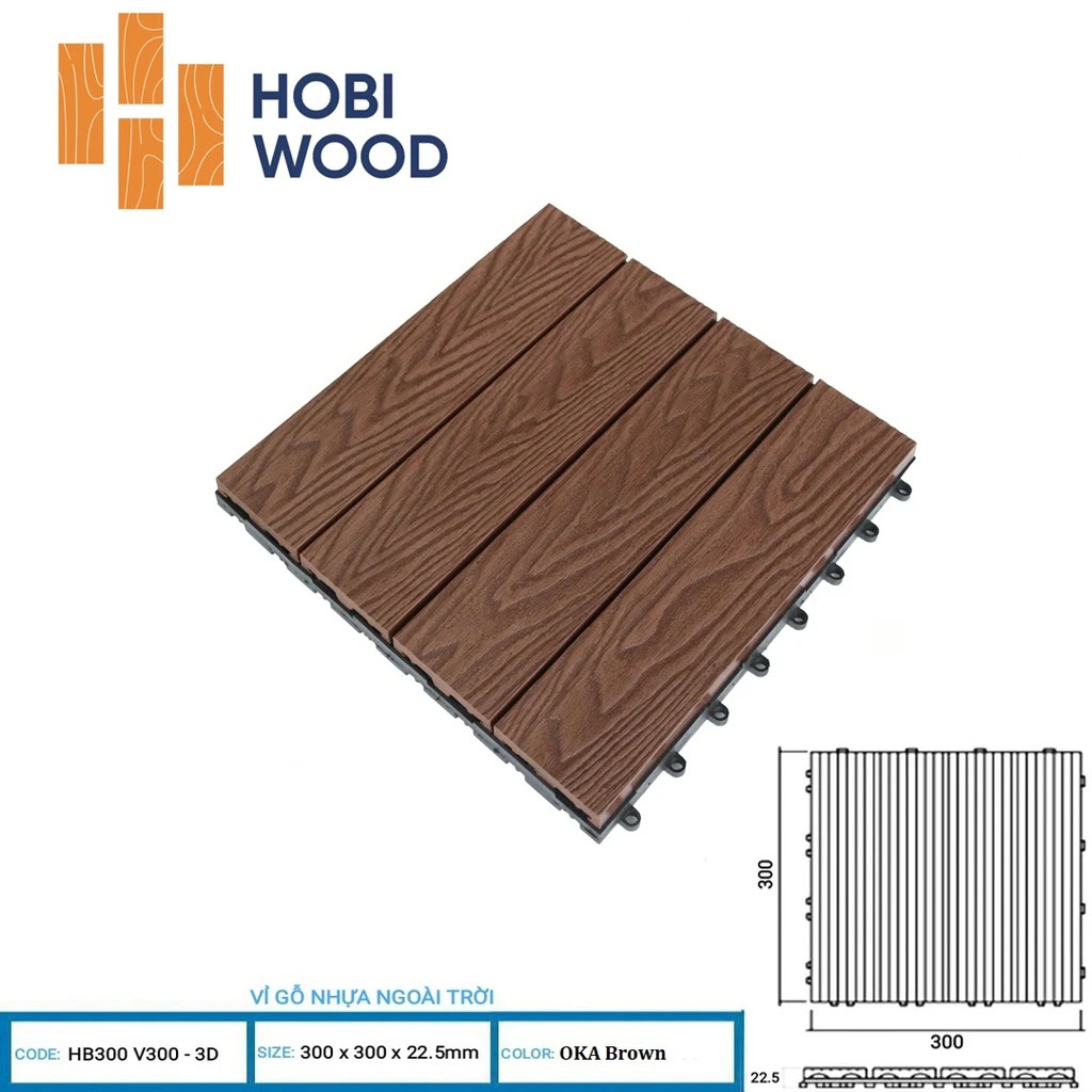 Hobi Wood 3D HB300V300 WPC Deck Tile