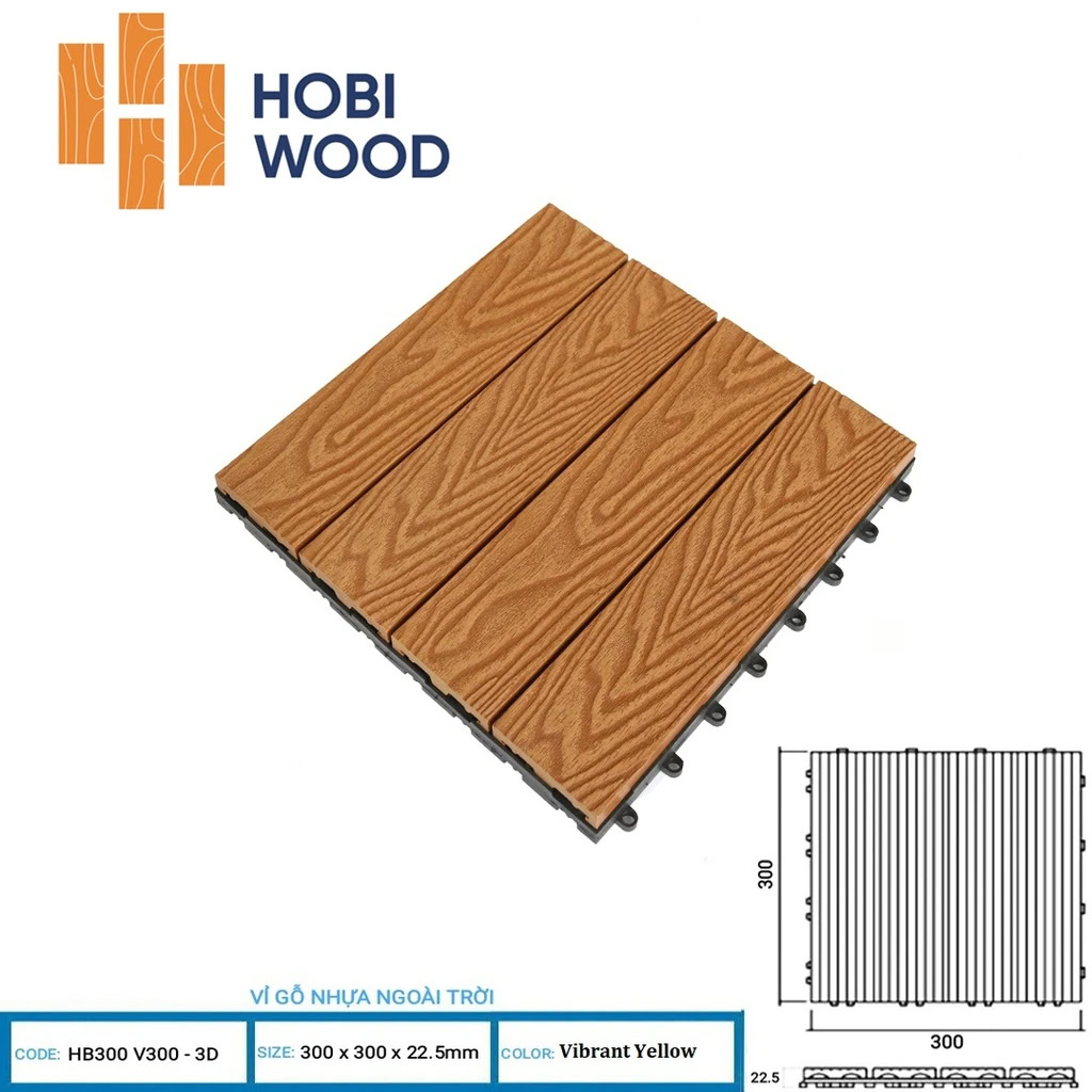 Hobi Wood 3D HB300V300 WPC Deck Tile