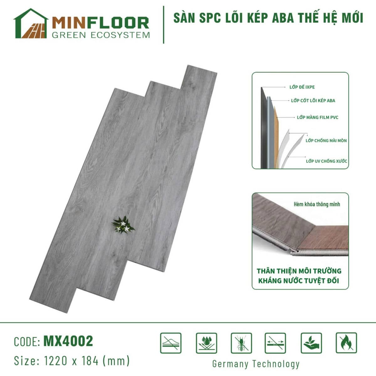 Sàn Nhựa Hèm Khóa MinFloor MX4002