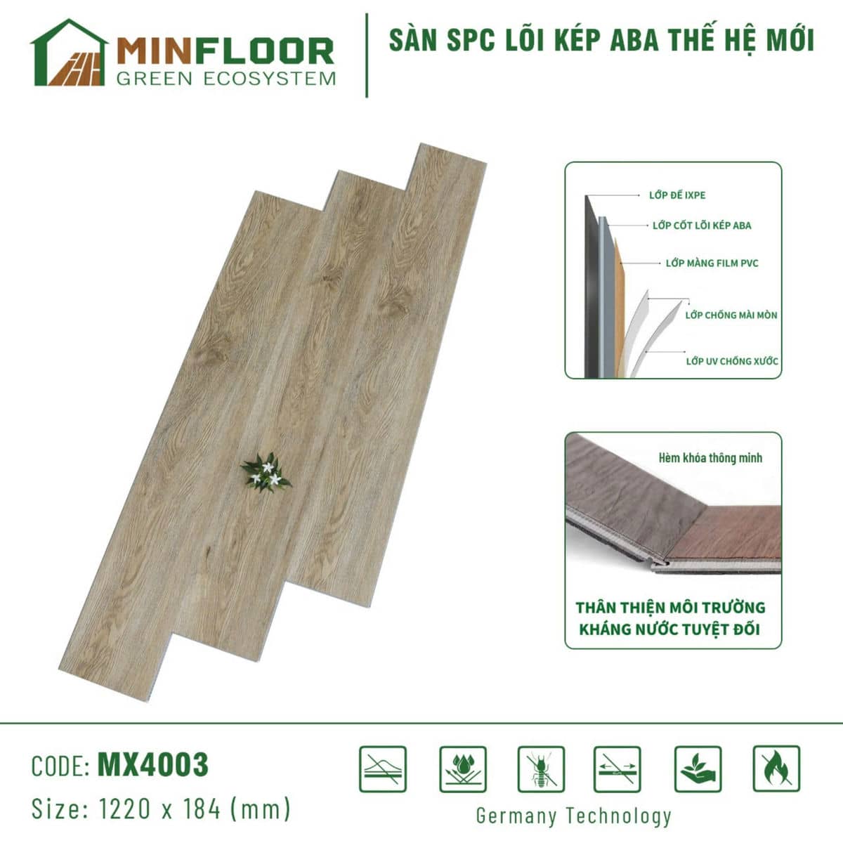 Sàn Nhựa Hèm Khóa MinFloor MX4003