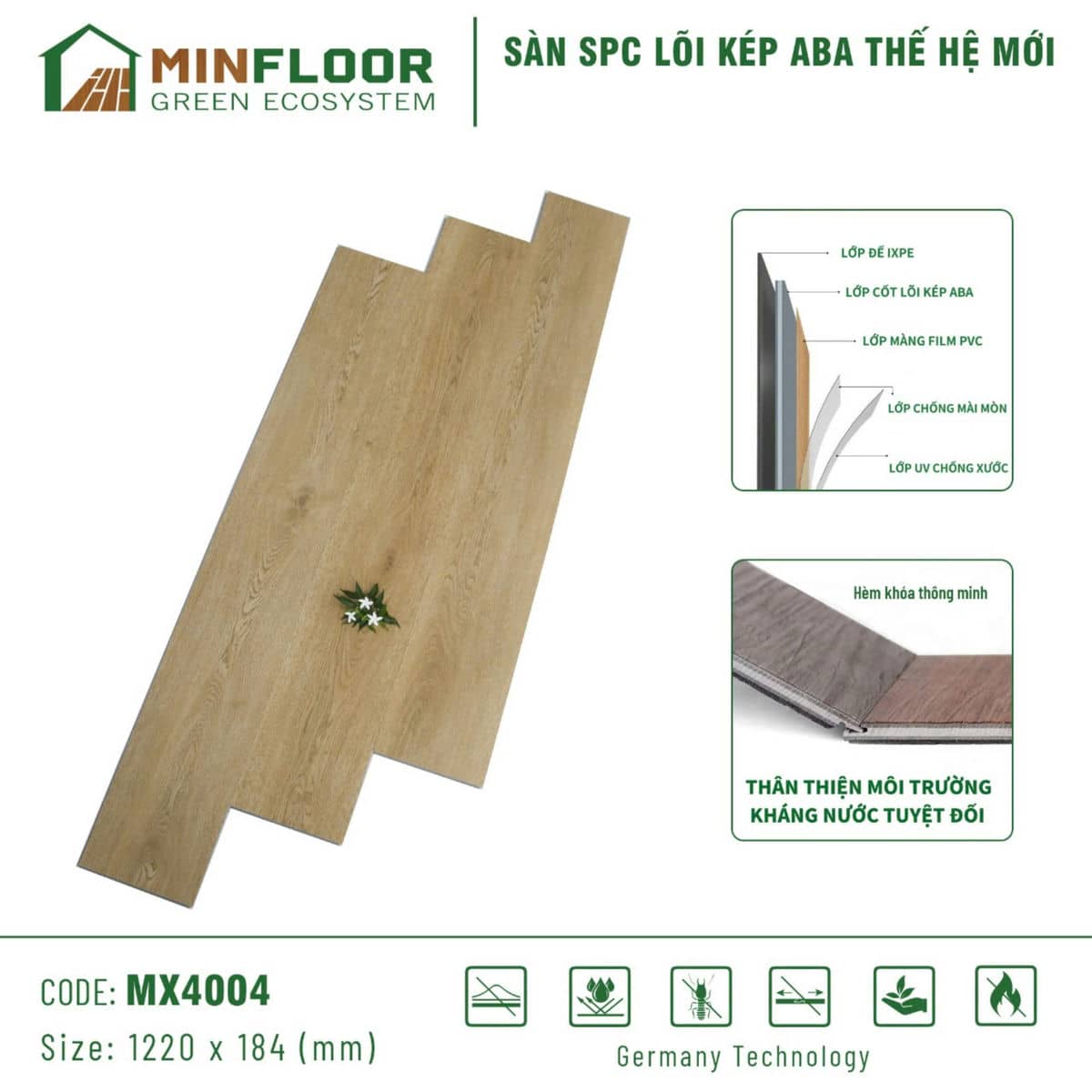 Sàn Nhựa Hèm Khóa MinFloor MX4004