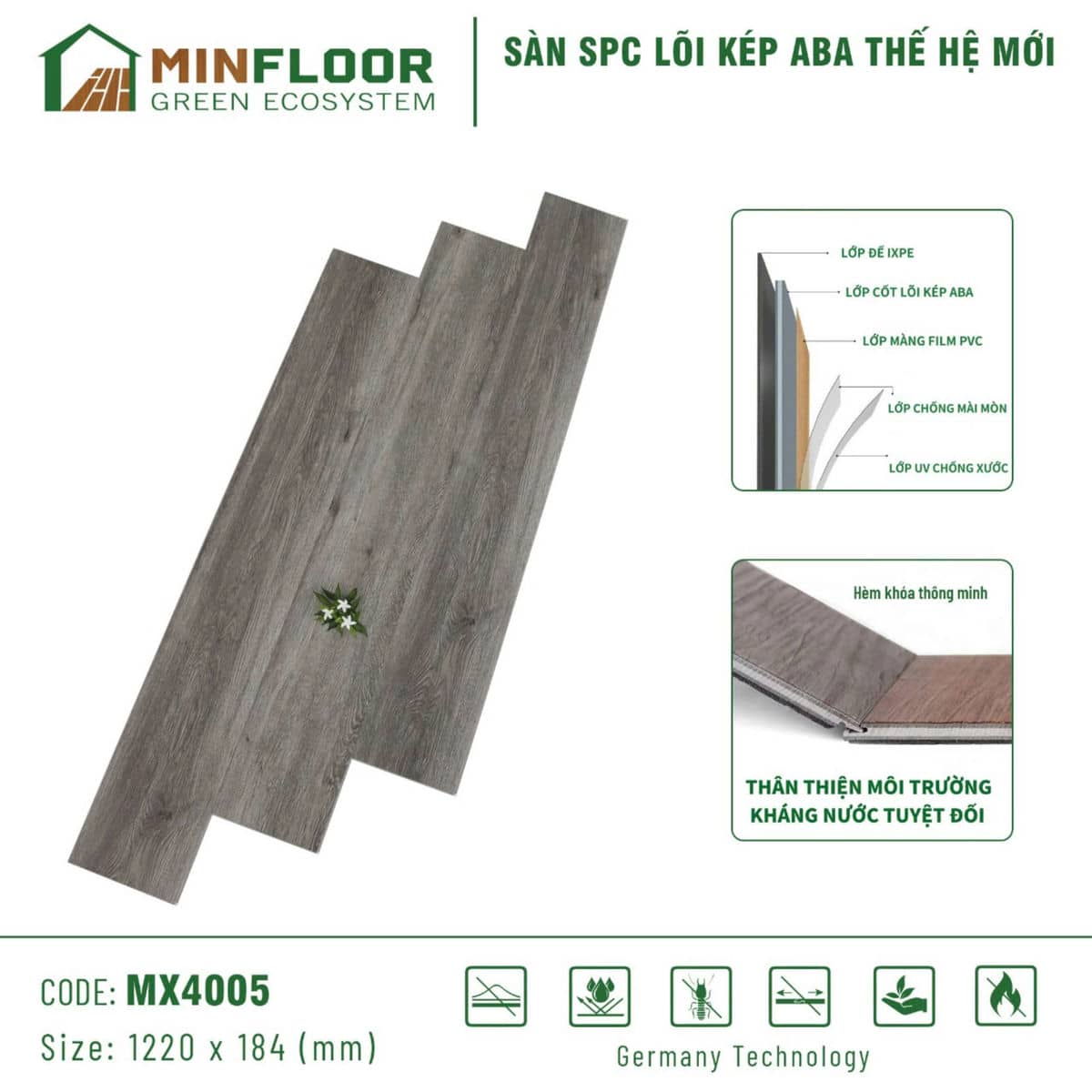 Sàn Nhựa Hèm Khóa MinFloor MX4005