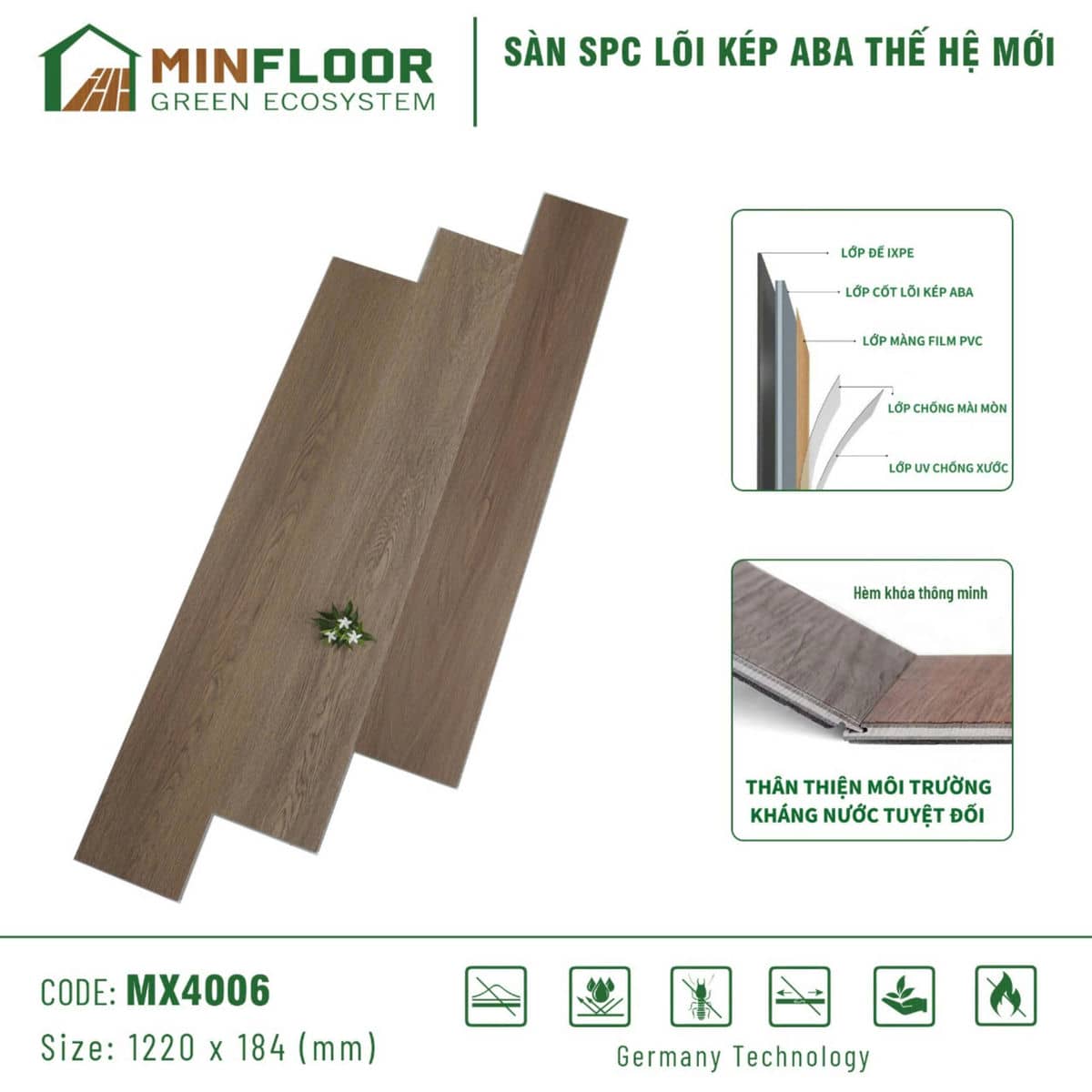 Sàn Nhựa Hèm Khóa MinFloor MX4006