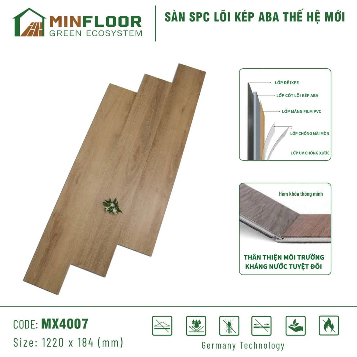 Sàn Nhựa Hèm Khóa MinFloor MX4007
