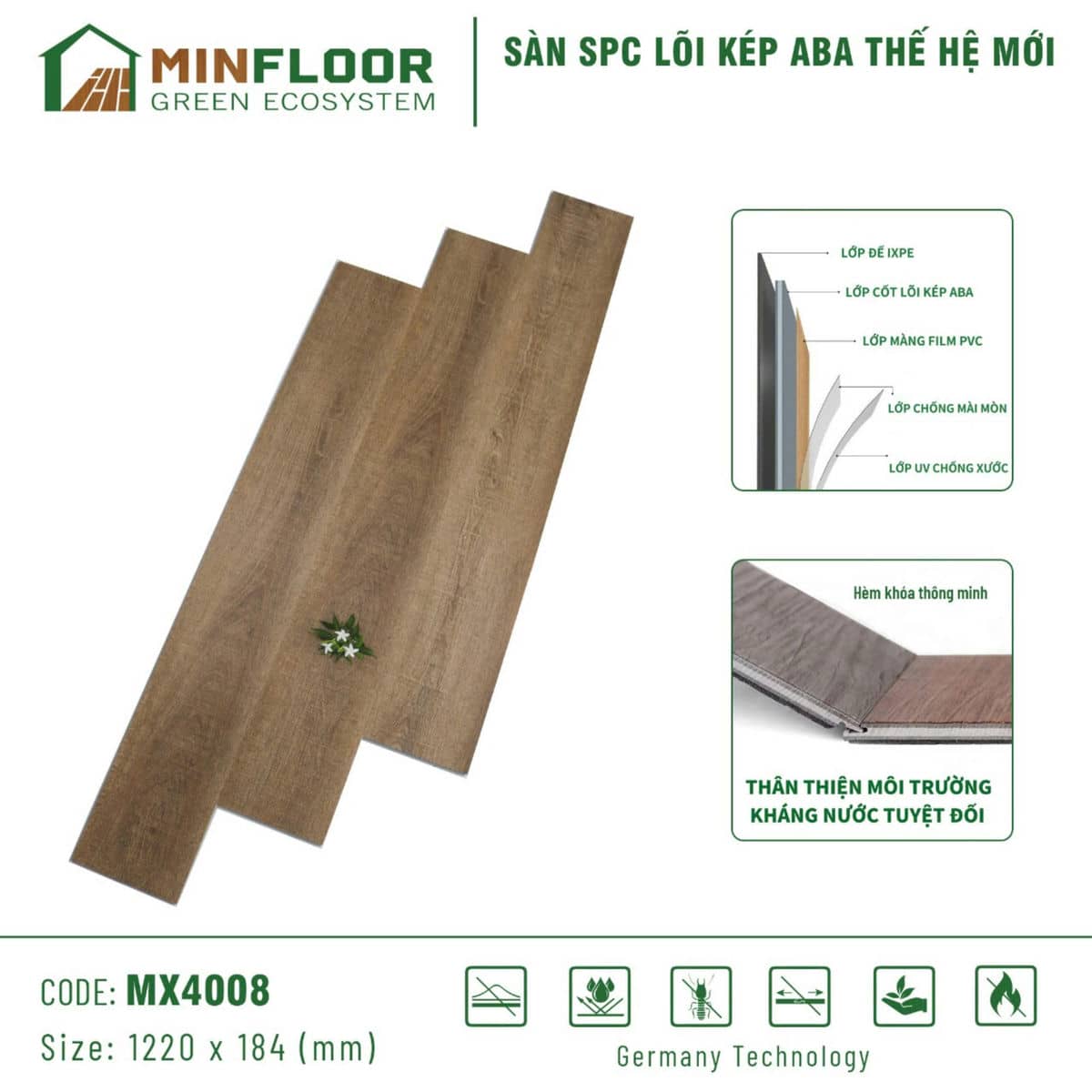 Sàn Nhựa Hèm Khóa MinFloor MX4008