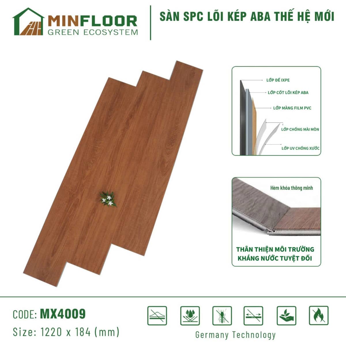 Sàn Nhựa Hèm Khóa MinFloor MX4009