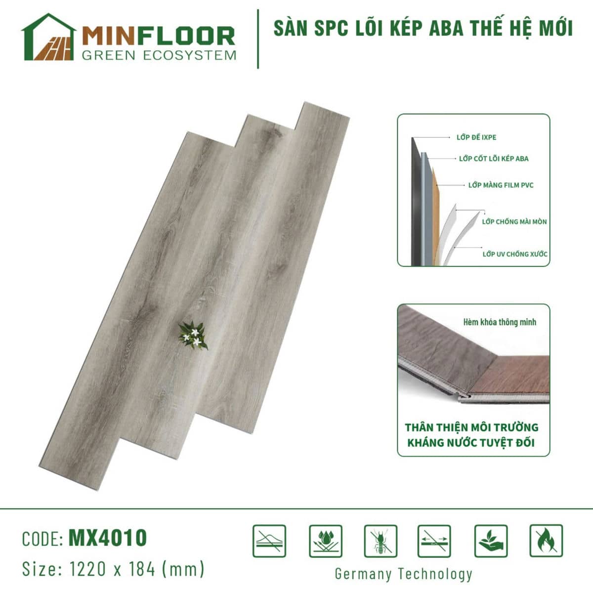 Sàn Nhựa Hèm Khóa MinFloor MX4010