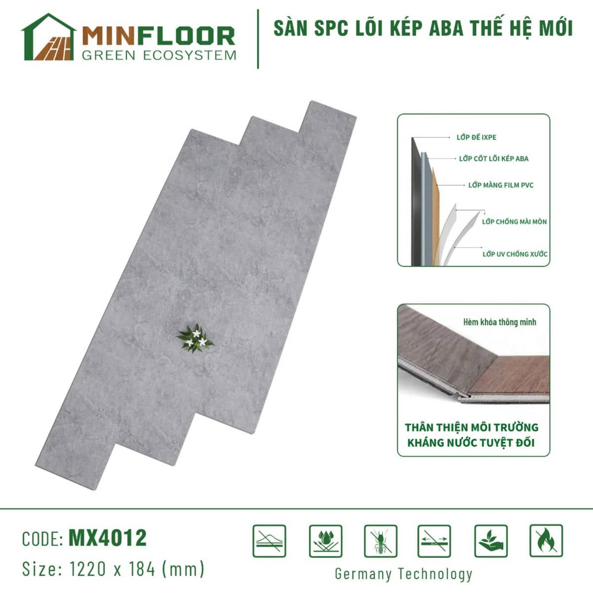 Sàn Nhựa Hèm Khóa MinFloor MX4012