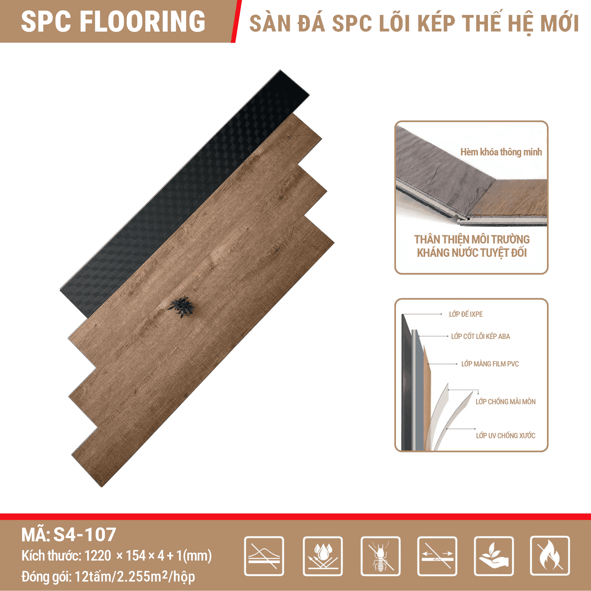 Dual Core ABA S4-107 SPC Click-lock Vinyl Flooring
