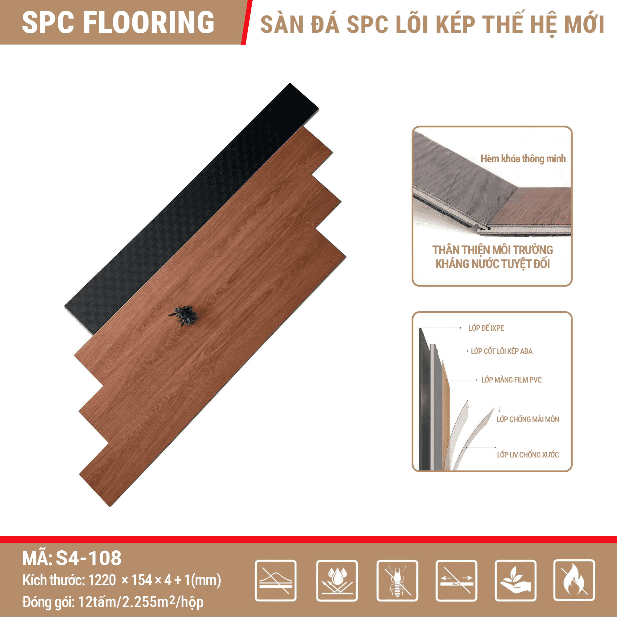 Dual Core ABA S4-108 SPC Click-lock Vinyl Flooring