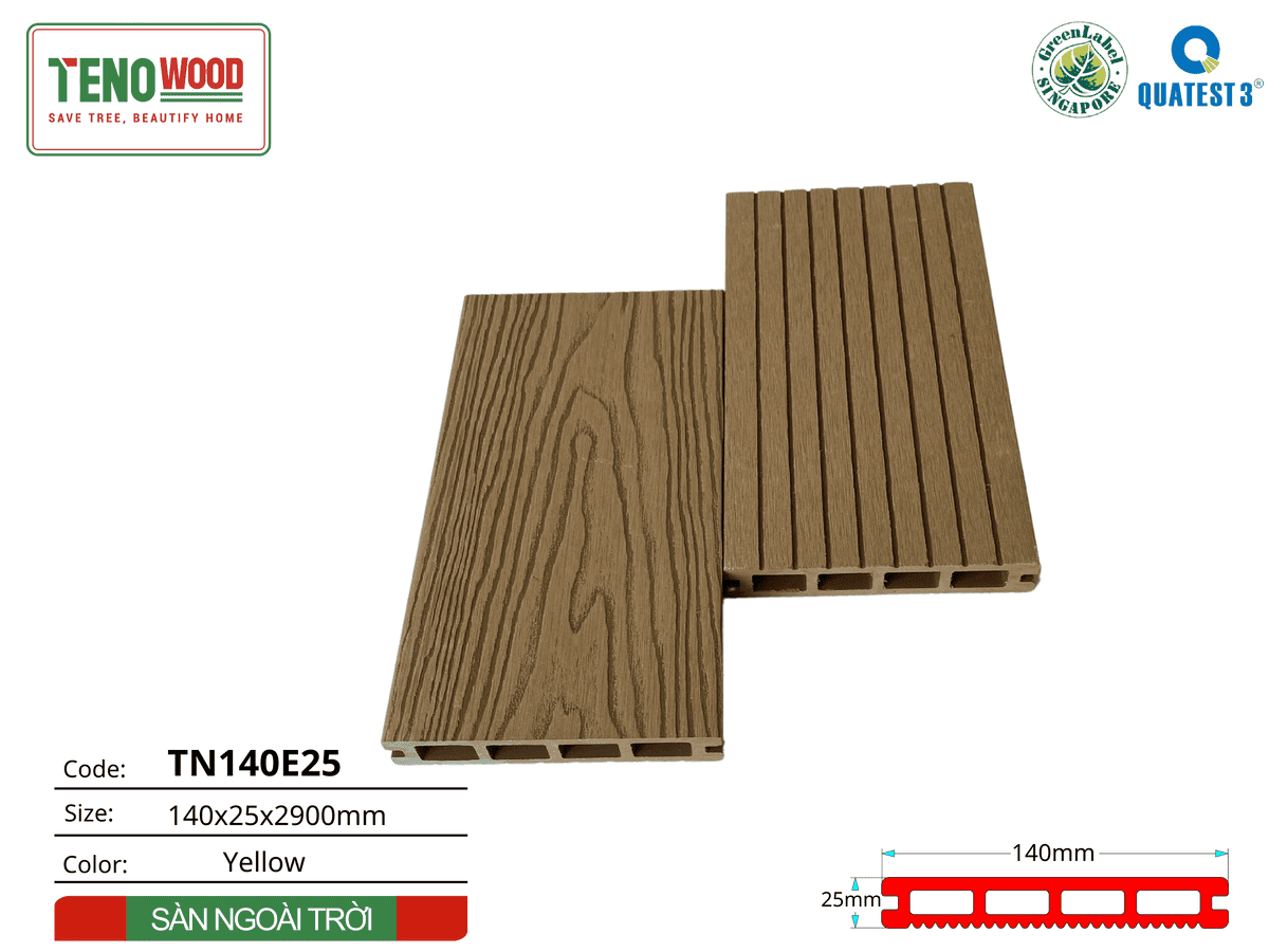 Sàn gỗ ngoài trời Tenowood TN140E25 Yellow