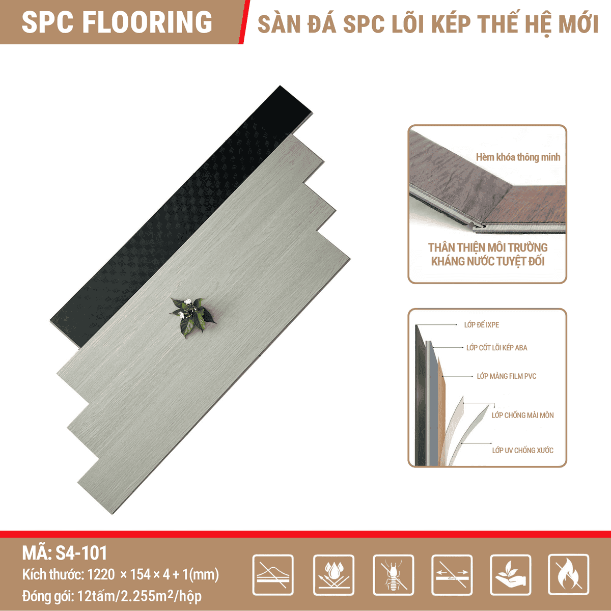 Dual Core ABA S4-101 SPC Click-lock Vinyl Flooring