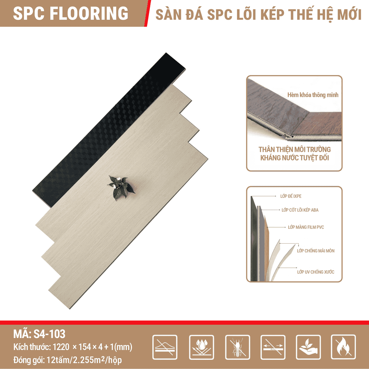 Dual Core ABA S4-103 SPC Click-lock Vinyl Flooring
