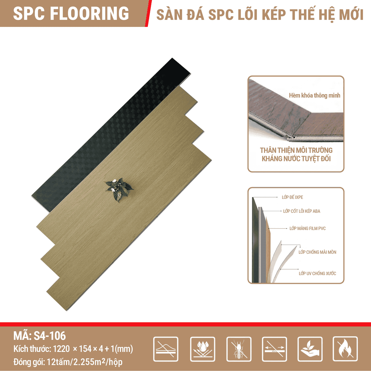 Dual Core ABA S4-106 SPC Click-lock Vinyl Flooring