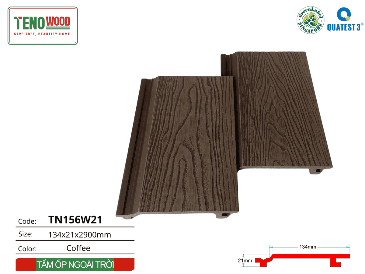 Tấm ốp gỗ nhựa Tenowood TN156W21 Coffee