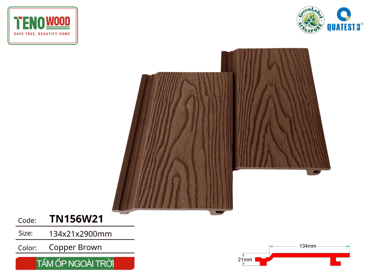 Tấm ốp gỗ nhựa Tenowood TN156W21 Copper Brown