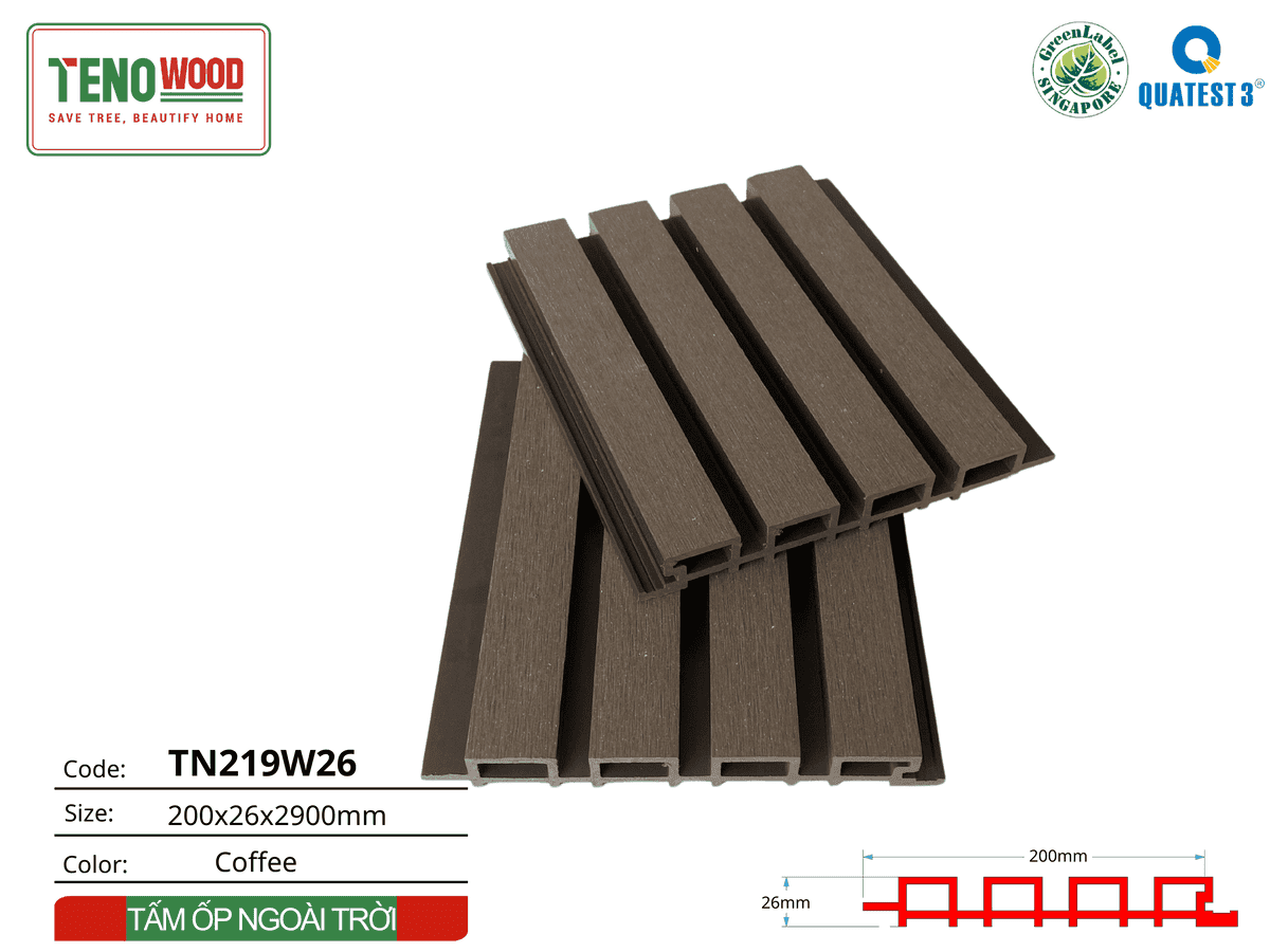 Tấm ốp lam sóng Tenowood TN219W26 coffee