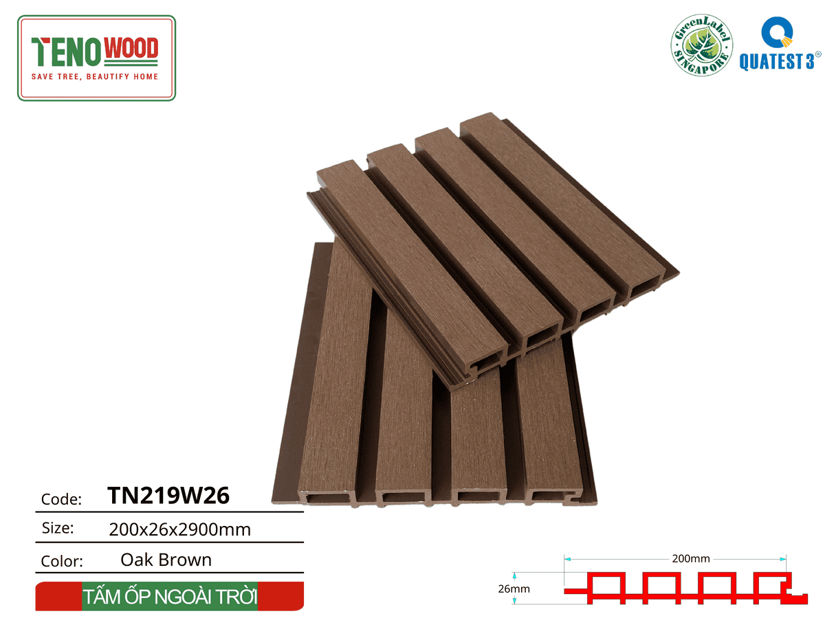 Tấm ốp lam sóng Tenowood TN219W26 oak brown