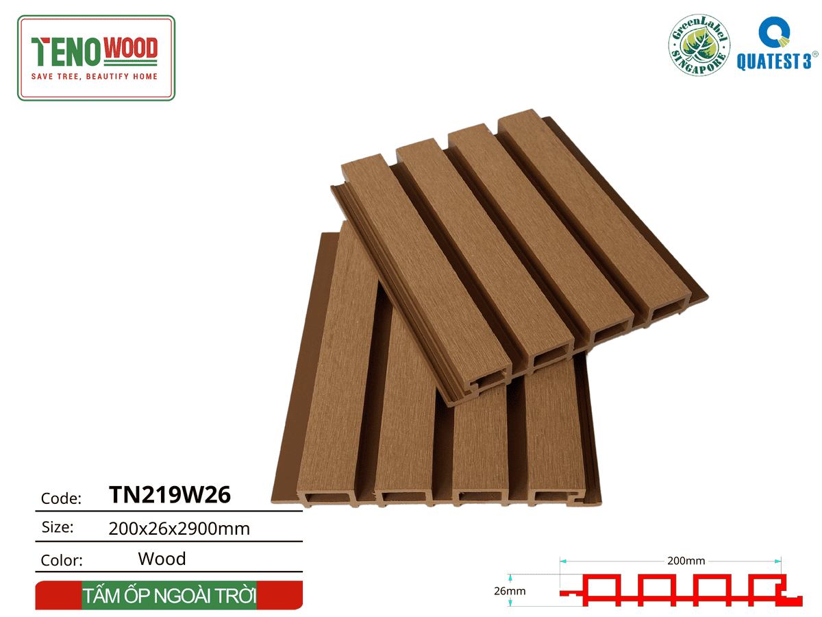 Tấm ốp lam sóng Tenowood TN219W26 wood