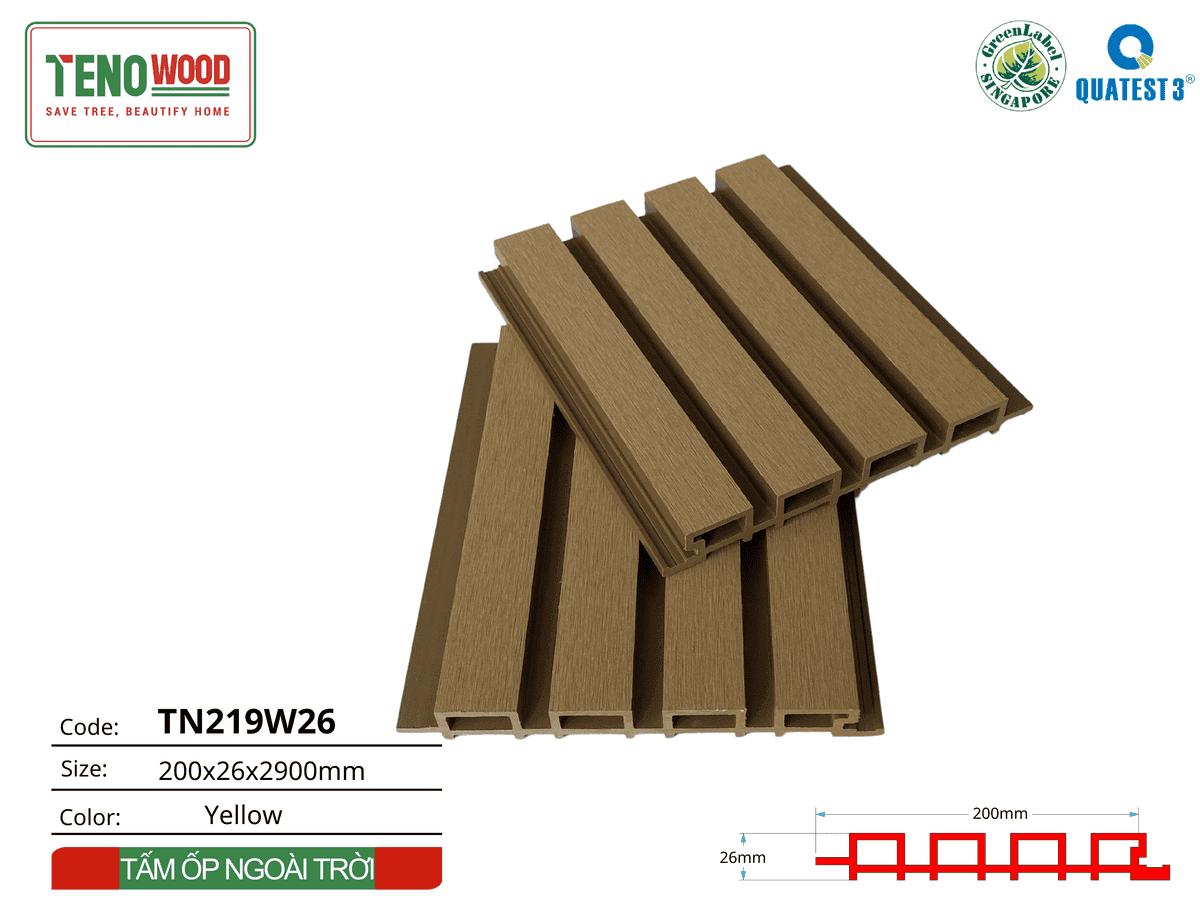 Tấm ốp lam sóng Tenowood TN219W26 yellow