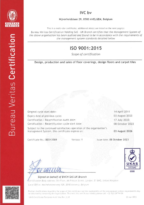 Quality Certificates for IVC Floor Flooring
