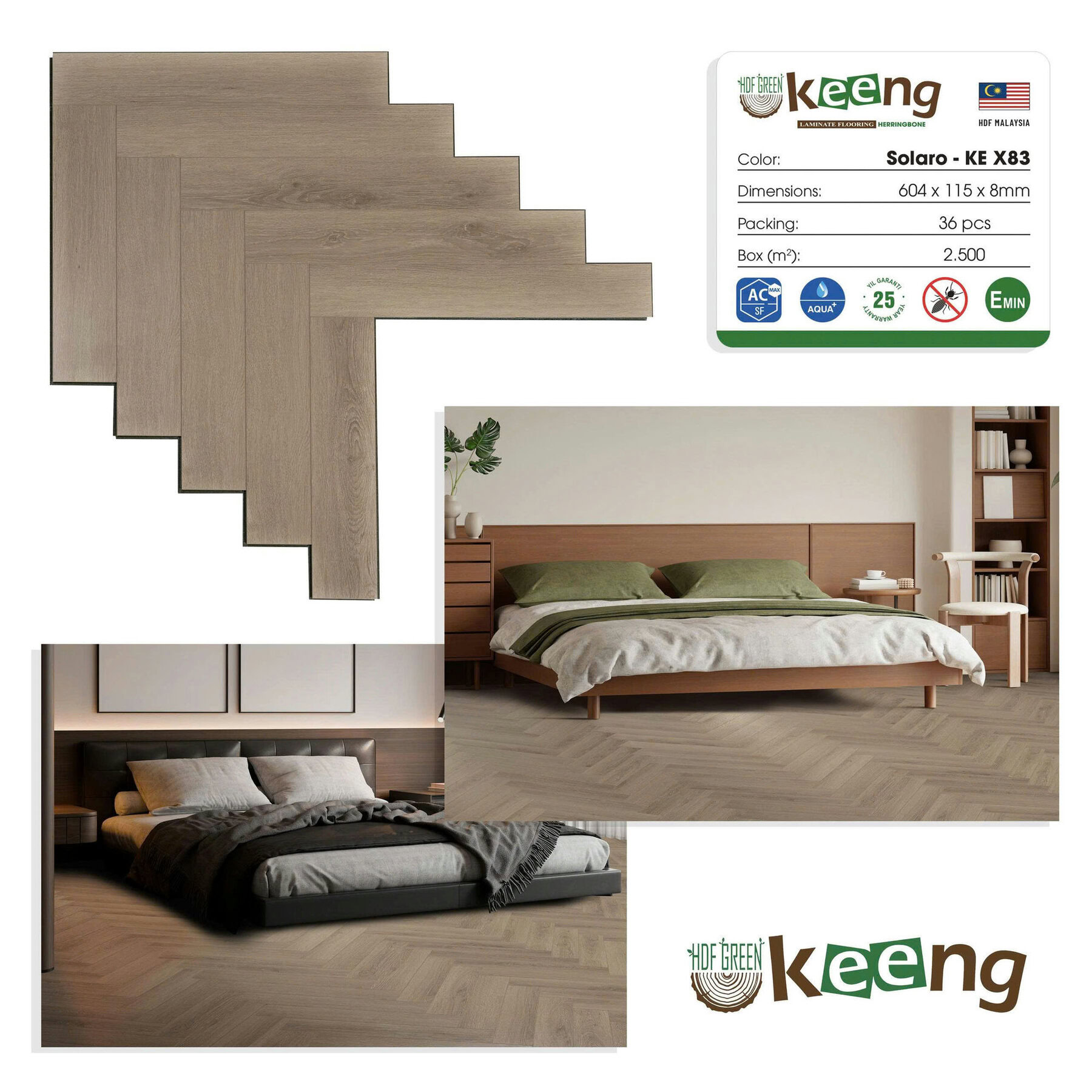 Sàn gỗ xương cá Keeng KE-X83