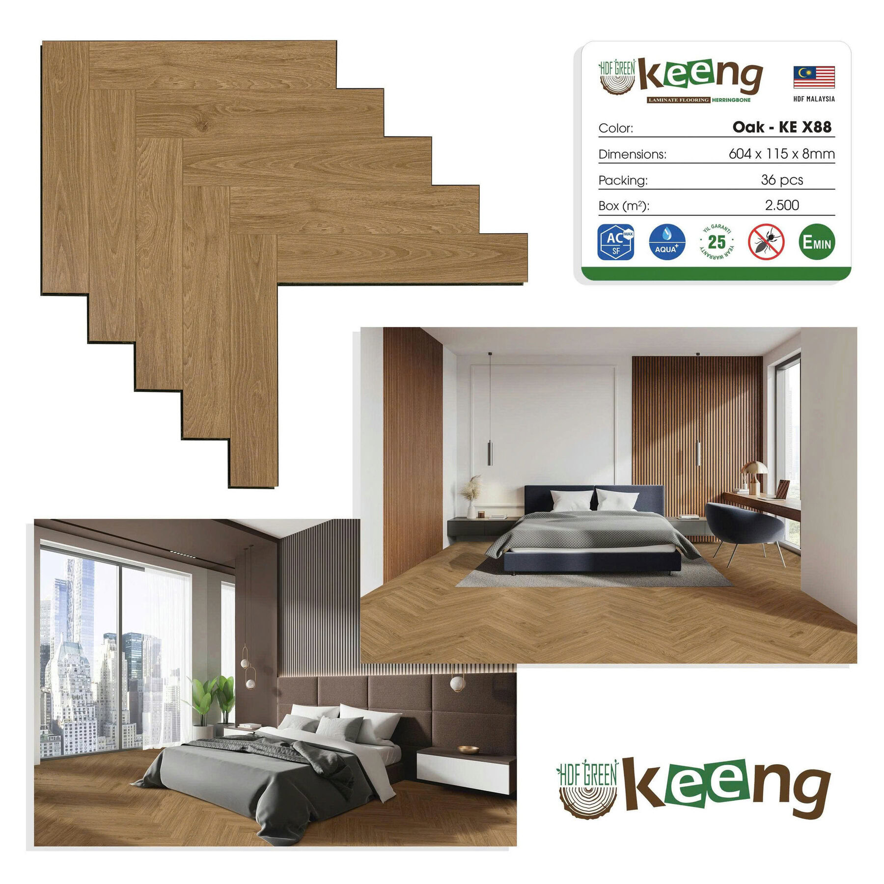 Sàn gỗ xương cá Keeng KE-X88