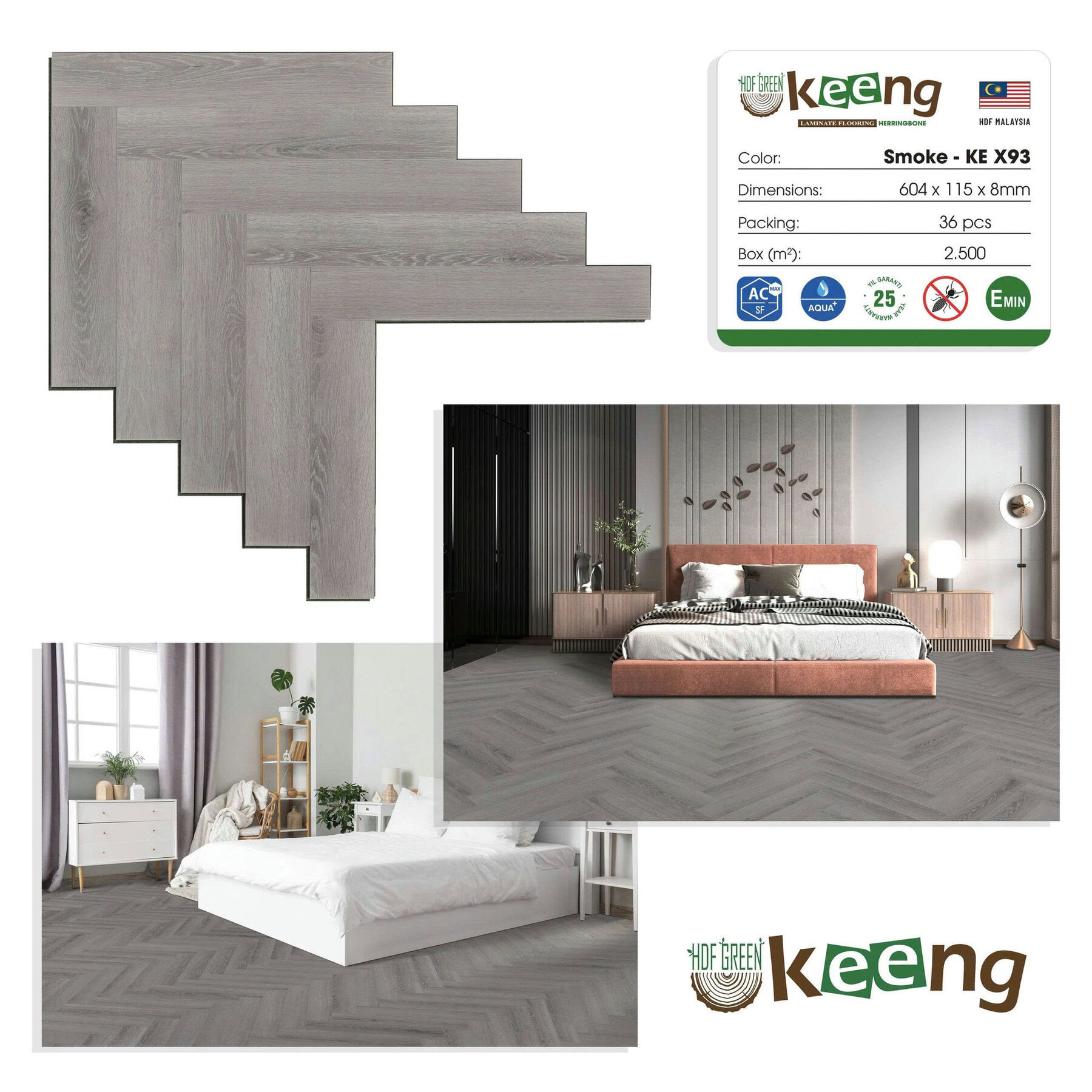 Sàn gỗ xương cá Keeng KE-X93