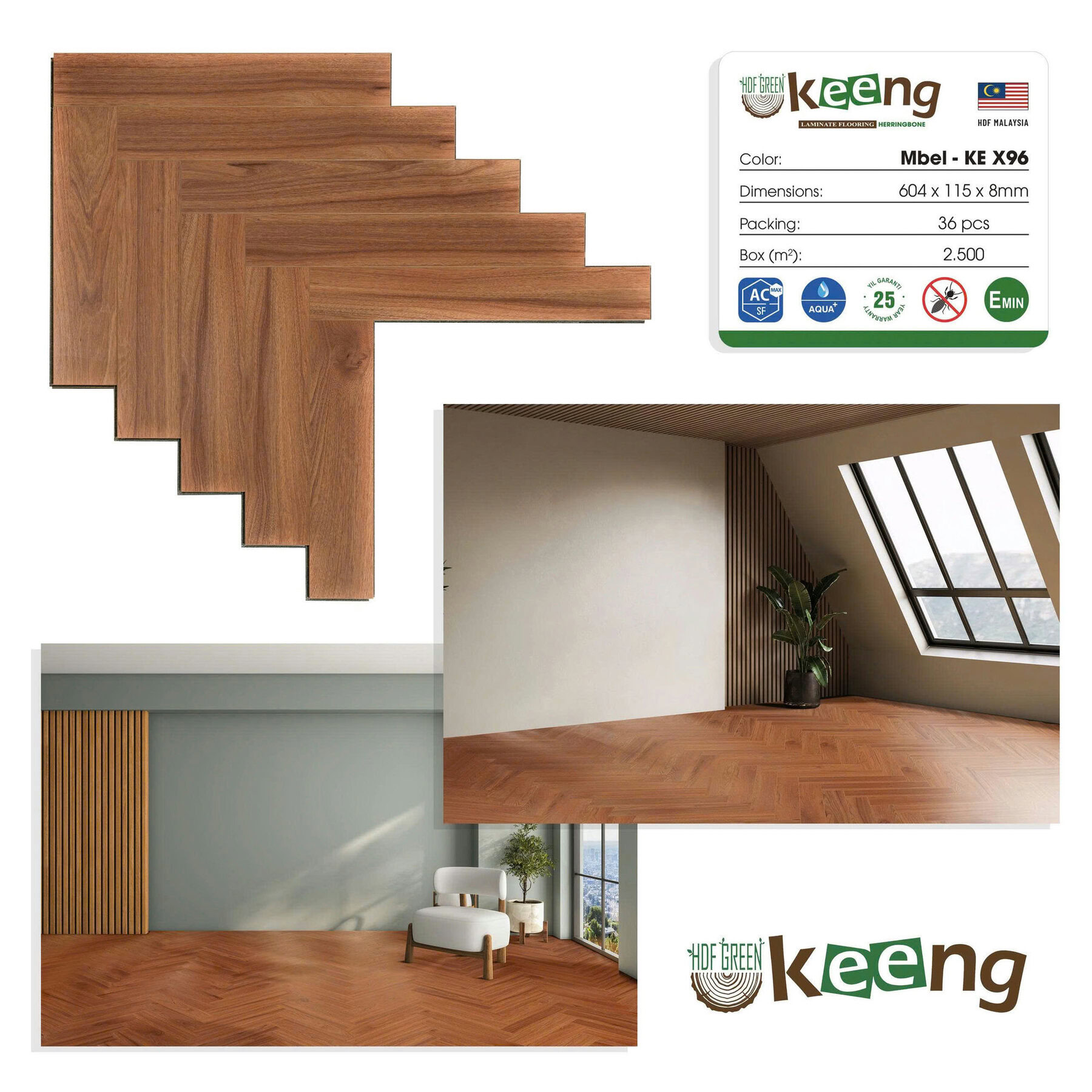 Sàn gỗ xương cá Keeng KE-X96