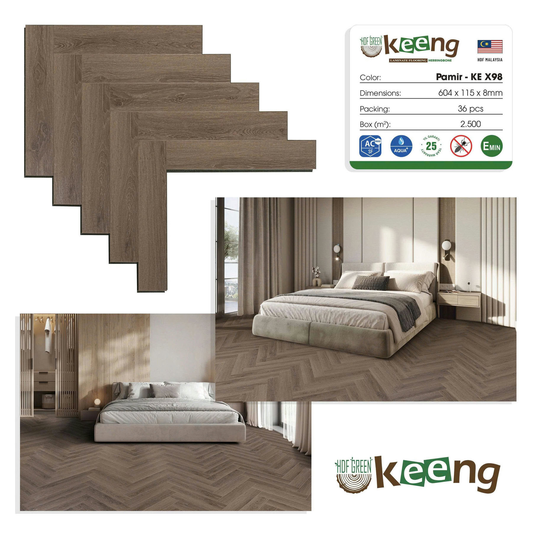 Sàn gỗ xương cá Keeng KE-X98