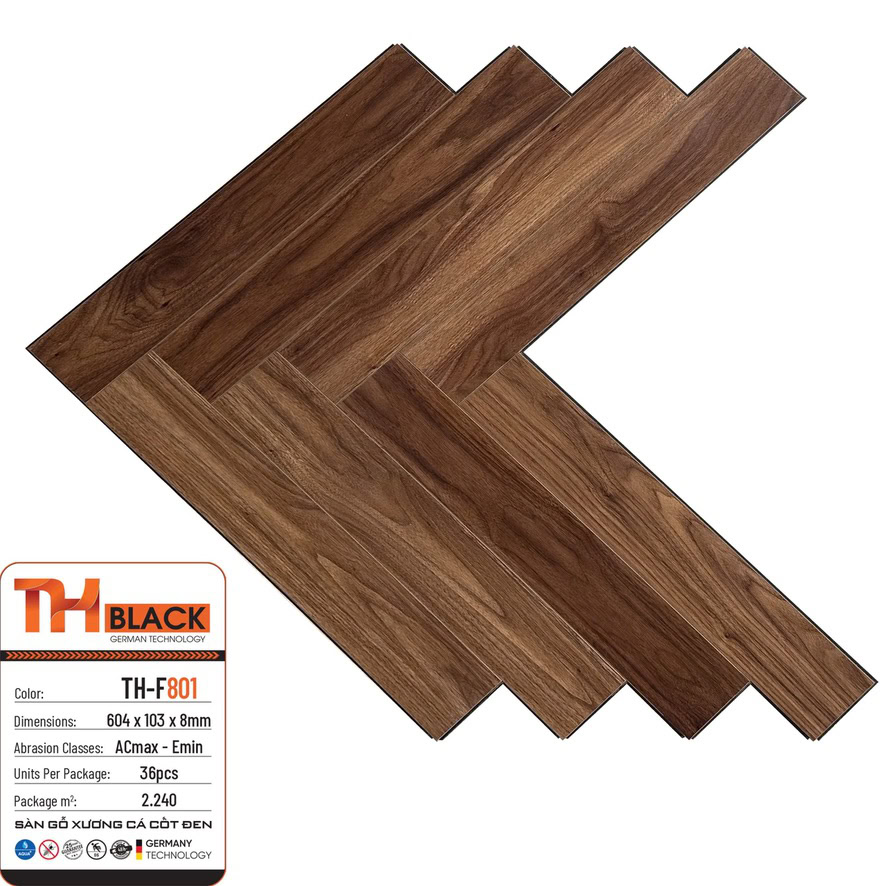 THBLACK TH-F801 8mm Herringbone Laminate Flooring