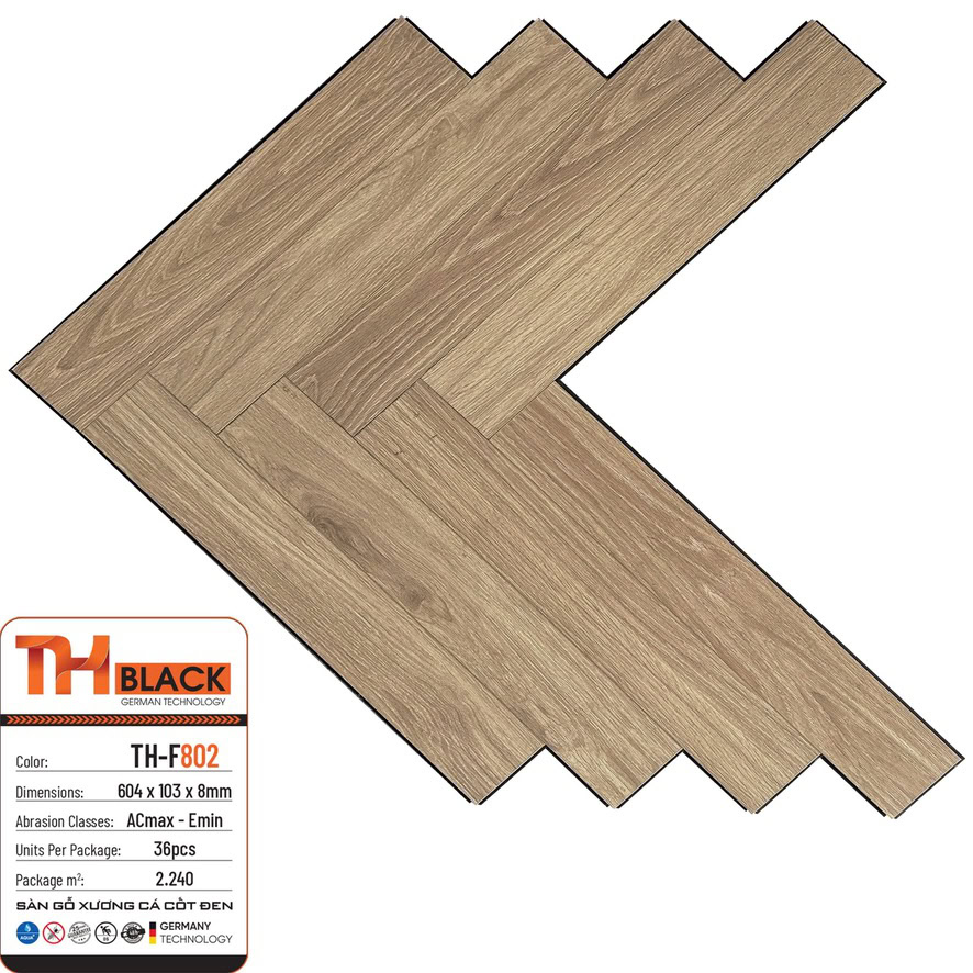 THBLACK Herringbone Laminate Flooring 8mm TH-F802