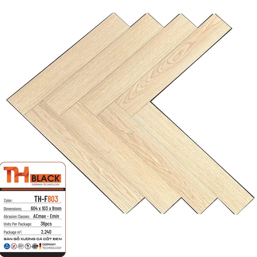 THBLACK Herringbone Laminate Flooring 8mm TH-F803