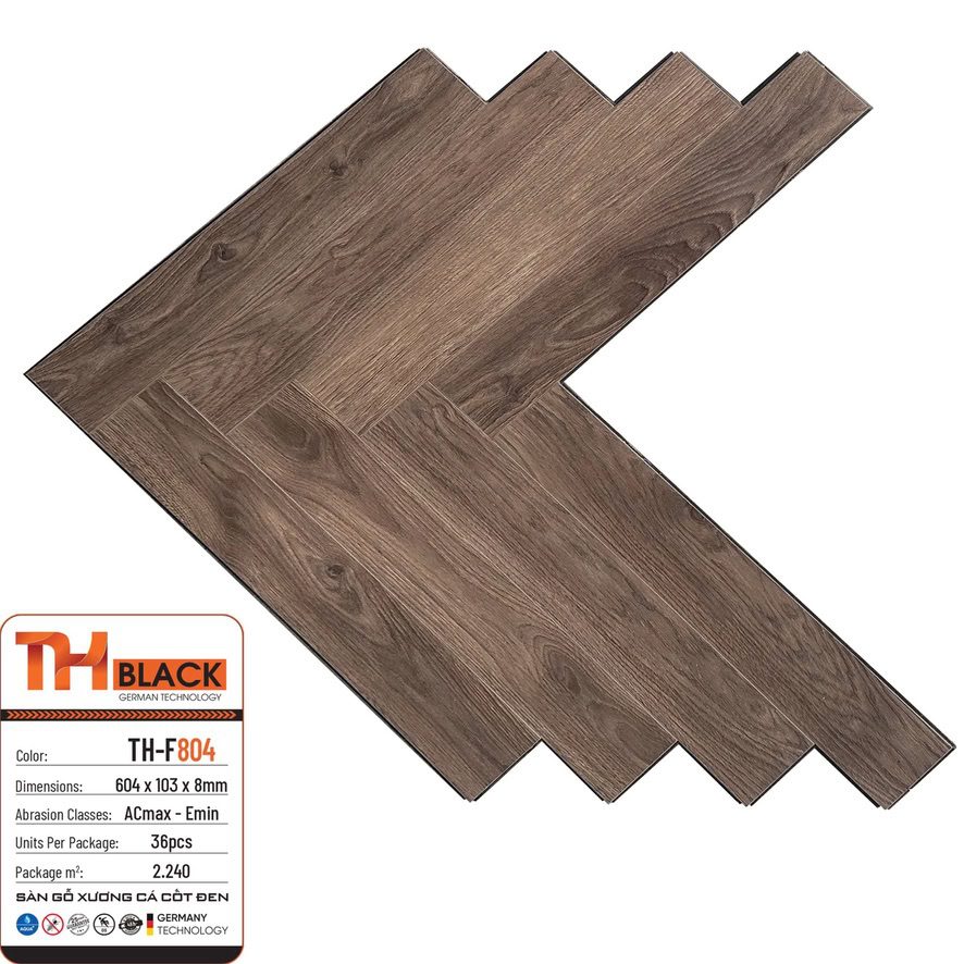 THBLACK Herringbone Laminate Flooring 8mm TH-F804