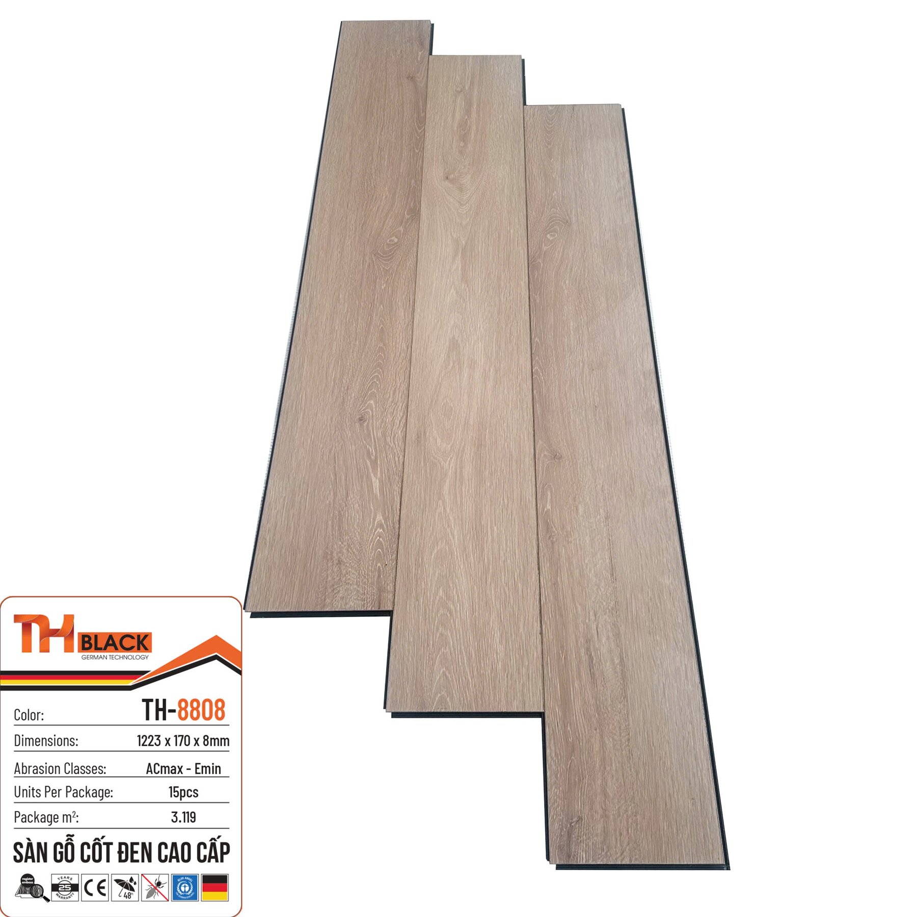 Sàn gỗ THBLACK Cốt Đen TH-8808