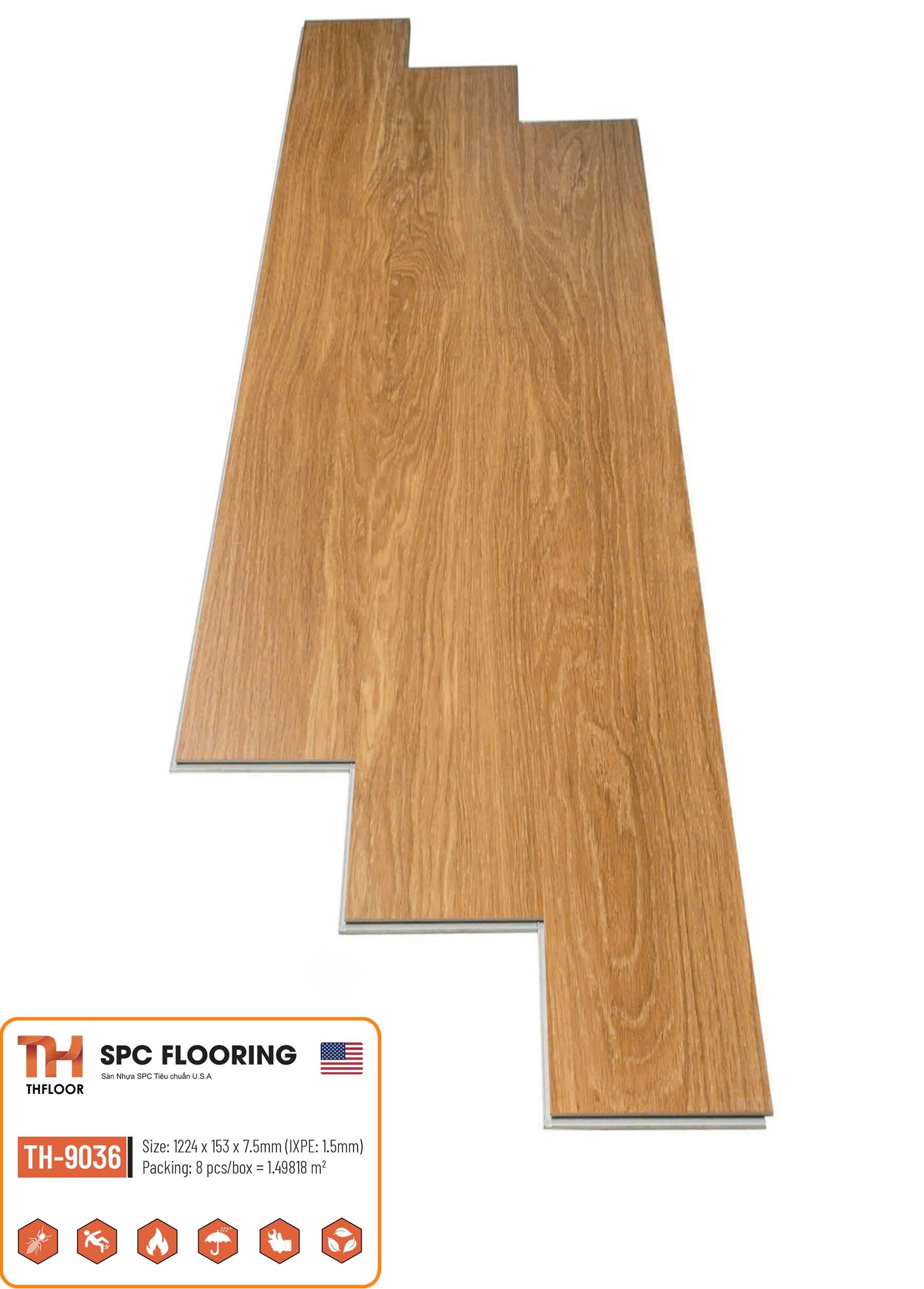 Sàn nhựa SPC THFLOOR 7.5mm TH-9036