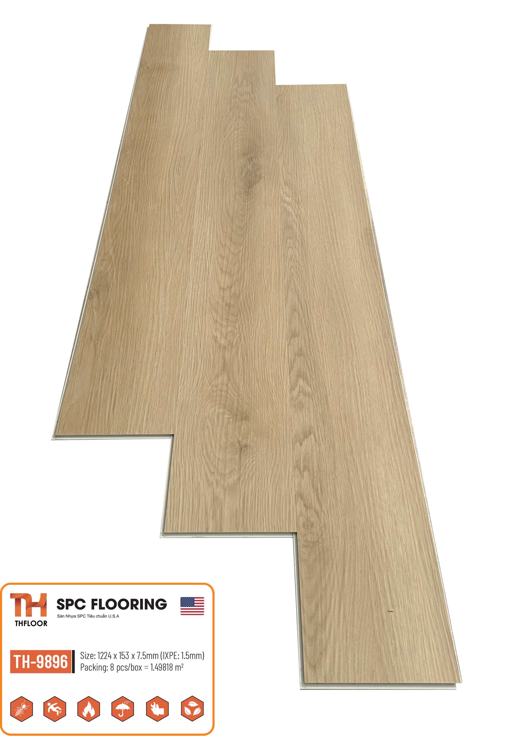 THFLOOR 7.5mm TH-9896 SPC Vinyl Flooring