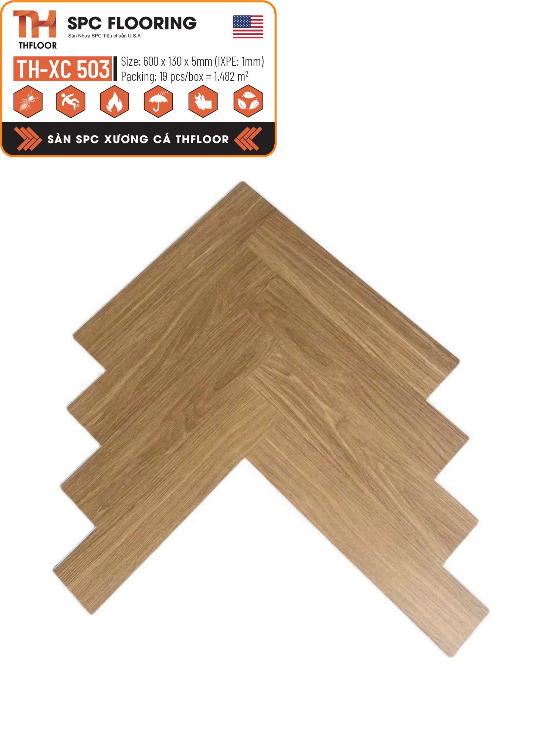 THFLOOR 5mm XC503 Herringbone SPC Vinyl Flooring