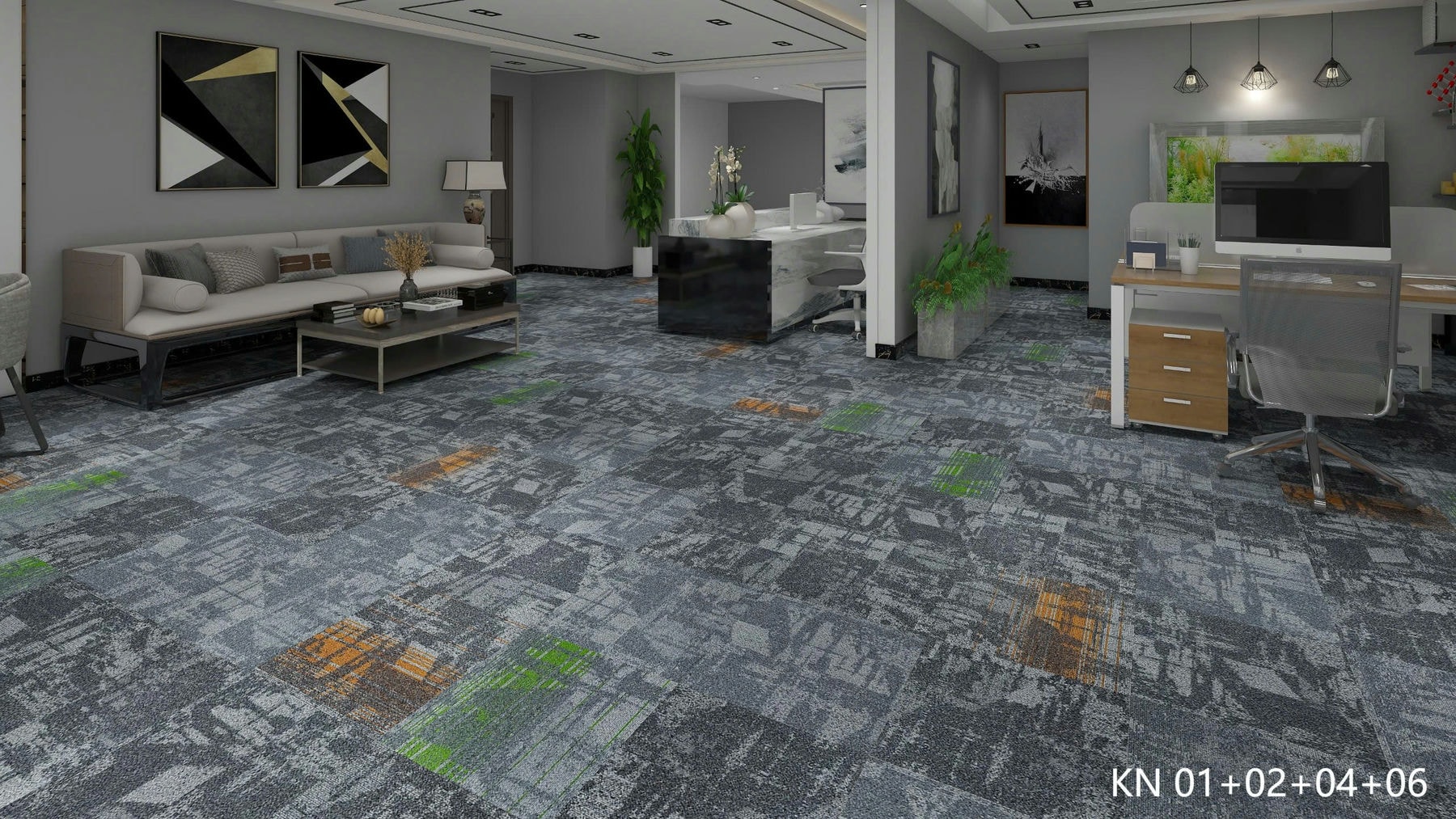 TH Commercial Carpet KN01 Carpet Tiles 02 04 06